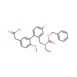 CCN(Cc1cc(F)ccc1-c1cc(CC(=O)O)ccc1OC)C(=O)OCc1ccccc1 ZINC000066073884