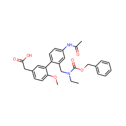 CCN(Cc1cc(NC(C)=O)ccc1-c1cc(CC(=O)O)ccc1OC)C(=O)OCc1ccccc1 ZINC000066073753