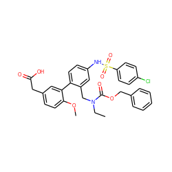 CCN(Cc1cc(NS(=O)(=O)c2ccc(Cl)cc2)ccc1-c1cc(CC(=O)O)ccc1OC)C(=O)OCc1ccccc1 ZINC000066074232