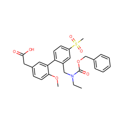 CCN(Cc1cc(S(C)(=O)=O)ccc1-c1cc(CC(=O)O)ccc1OC)C(=O)OCc1ccccc1 ZINC000066074233