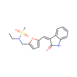 CCN(Cc1ccc(/C=C2\C(=O)Nc3ccccc32)o1)S(C)(=O)=O ZINC000012411808