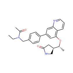 CCN(Cc1ccc(-c2cc(O[C@H](C)[C@H]3CNC(=O)C3)c3cccnc3c2)cc1)C(C)=O ZINC000147815975