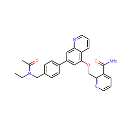 CCN(Cc1ccc(-c2cc(OCc3ncccc3C(N)=O)c3cccnc3c2)cc1)C(C)=O ZINC000147822078