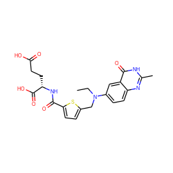 CCN(Cc1ccc(C(=O)N[C@@H](CCC(=O)O)C(=O)O)s1)c1ccc2nc(C)[nH]c(=O)c2c1 ZINC000013822815