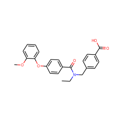 CCN(Cc1ccc(C(=O)O)cc1)C(=O)c1ccc(Oc2ccccc2OC)cc1 ZINC000584598264