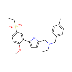 CCN(Cc1ccc(C)cc1)Cc1ccc(-c2cc(S(=O)(=O)CC)ccc2OC)[nH]1 ZINC000026993200