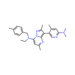 CCN(Cc1ccc(C)cc1)c1cc(C)nc2c(-c3cnc(N(C)C)cc3C)c(C)nn12 ZINC000013583166