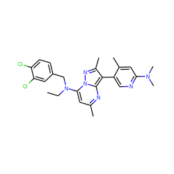 CCN(Cc1ccc(Cl)c(Cl)c1)c1cc(C)nc2c(-c3cnc(N(C)C)cc3C)c(C)nn12 ZINC000013583173