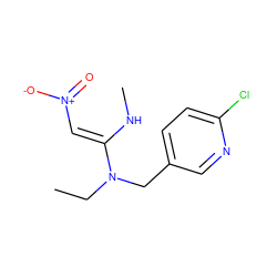 CCN(Cc1ccc(Cl)nc1)/C(=C/[N+](=O)[O-])NC ZINC000002381598