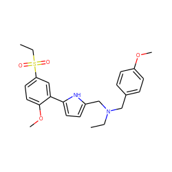 CCN(Cc1ccc(OC)cc1)Cc1ccc(-c2cc(S(=O)(=O)CC)ccc2OC)[nH]1 ZINC000026987196