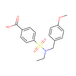 CCN(Cc1ccc(OC)cc1)S(=O)(=O)c1ccc(C(=O)O)cc1 ZINC000115731684