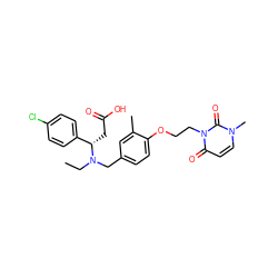 CCN(Cc1ccc(OCCn2c(=O)ccn(C)c2=O)c(C)c1)[C@@H](CC(=O)O)c1ccc(Cl)cc1 ZINC000207212905