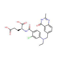 CCN(Cc1ccc2nc(C)[nH]c(=O)c2c1)c1ccc(C(=O)N[C@@H](CCC(=O)O)C(=O)O)c(Cl)c1 ZINC000026832825