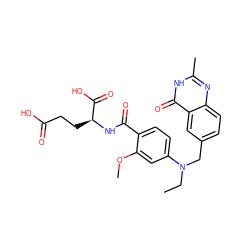 CCN(Cc1ccc2nc(C)[nH]c(=O)c2c1)c1ccc(C(=O)N[C@@H](CCC(=O)O)C(=O)O)c(OC)c1 ZINC000026831935