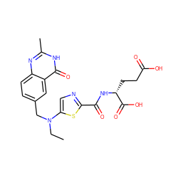 CCN(Cc1ccc2nc(C)[nH]c(=O)c2c1)c1cnc(C(=O)N[C@H](CCC(=O)O)C(=O)O)s1 ZINC000029391120