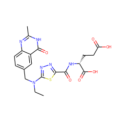 CCN(Cc1ccc2nc(C)[nH]c(=O)c2c1)c1nnc(C(=O)N[C@H](CCC(=O)O)C(=O)O)s1 ZINC000029346432