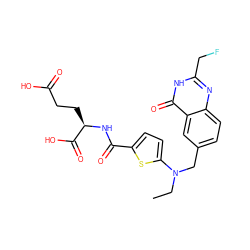 CCN(Cc1ccc2nc(CF)[nH]c(=O)c2c1)c1ccc(C(=O)N[C@H](CCC(=O)O)C(=O)O)s1 ZINC000029389216