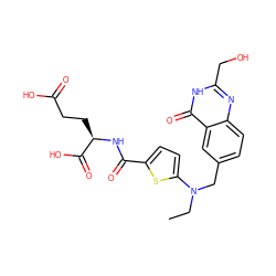 CCN(Cc1ccc2nc(CO)[nH]c(=O)c2c1)c1ccc(C(=O)N[C@H](CCC(=O)O)C(=O)O)s1 ZINC000029348395