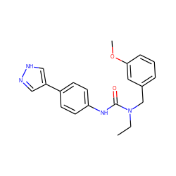 CCN(Cc1cccc(OC)c1)C(=O)Nc1ccc(-c2cn[nH]c2)cc1 ZINC000095588883