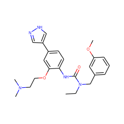 CCN(Cc1cccc(OC)c1)C(=O)Nc1ccc(-c2cn[nH]c2)cc1OCCN(C)C ZINC000145070550