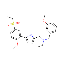 CCN(Cc1cccc(OC)c1)Cc1ccc(-c2cc(S(=O)(=O)CC)ccc2OC)[nH]1 ZINC000026992161