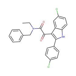 CCN(Cc1ccccc1)C(=O)C(=O)c1c(-c2ccc(Cl)cc2)[nH]c2ccc(Cl)cc12 ZINC000040866035