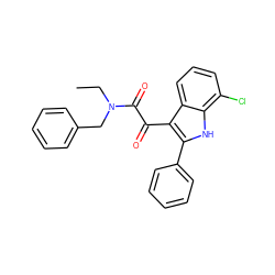 CCN(Cc1ccccc1)C(=O)C(=O)c1c(-c2ccccc2)[nH]c2c(Cl)cccc12 ZINC000040872571