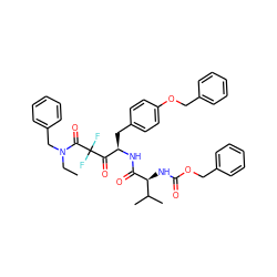 CCN(Cc1ccccc1)C(=O)C(F)(F)C(=O)[C@@H](Cc1ccc(OCc2ccccc2)cc1)NC(=O)[C@@H](NC(=O)OCc1ccccc1)C(C)C ZINC000026499940