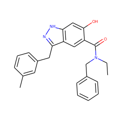 CCN(Cc1ccccc1)C(=O)c1cc2c(Cc3cccc(C)c3)n[nH]c2cc1O ZINC000084652420