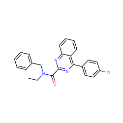 CCN(Cc1ccccc1)C(=O)c1nc(-c2ccc(Cl)cc2)c2ccccc2n1 ZINC000169347399