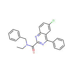 CCN(Cc1ccccc1)C(=O)c1nc(-c2ccccc2)c2cc(Cl)ccc2n1 ZINC000169347395