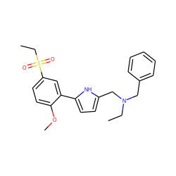 CCN(Cc1ccccc1)Cc1ccc(-c2cc(S(=O)(=O)CC)ccc2OC)[nH]1 ZINC000000835060