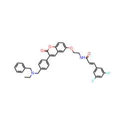 CCN(Cc1ccccc1)Cc1ccc(-c2cc3cc(OCCNC(=O)/C=C/c4cc(F)cc(F)c4)ccc3oc2=O)cc1 ZINC000029130307