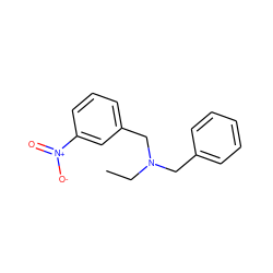 CCN(Cc1ccccc1)Cc1cccc([N+](=O)[O-])c1 ZINC000004988693