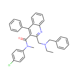 CCN(Cc1ccccc1)Cc1nc2ccccc2c(-c2ccccc2)c1C(=O)N(C)c1ccc(Cl)cc1 ZINC000013862486