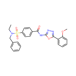 CCN(Cc1ccccc1)S(=O)(=O)c1ccc(C(=O)Nc2nnc(-c3ccccc3OC)o2)cc1 ZINC000002723466