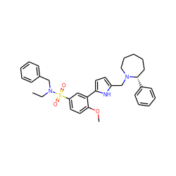 CCN(Cc1ccccc1)S(=O)(=O)c1ccc(OC)c(-c2ccc(CN3CCCCC[C@@H]3c3ccccc3)[nH]2)c1 ZINC000027552980