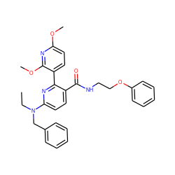 CCN(Cc1ccccc1)c1ccc(C(=O)NCCOc2ccccc2)c(-c2ccc(OC)nc2OC)n1 ZINC000040847508