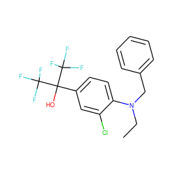 CCN(Cc1ccccc1)c1ccc(C(O)(C(F)(F)F)C(F)(F)F)cc1Cl ZINC000038149642