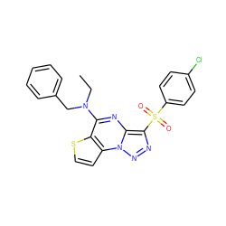 CCN(Cc1ccccc1)c1nc2c(S(=O)(=O)c3ccc(Cl)cc3)nnn2c2ccsc12 ZINC000009971181