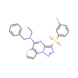 CCN(Cc1ccccc1)c1nc2c(S(=O)(=O)c3cccc(Cl)c3)nnn2c2ccsc12 ZINC000009116947