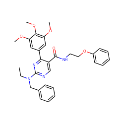 CCN(Cc1ccccc1)c1ncc(C(=O)NCCOc2ccccc2)c(-c2cc(OC)c(OC)c(OC)c2)n1 ZINC000042835437