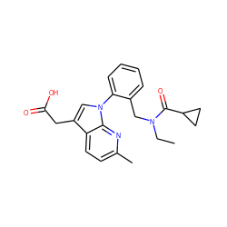 CCN(Cc1ccccc1-n1cc(CC(=O)O)c2ccc(C)nc21)C(=O)C1CC1 ZINC000208543228