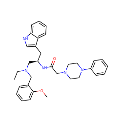 CCN(Cc1ccccc1OC)C[C@@H](Cc1c[nH]c2ccccc12)NC(=O)CN1CCN(c2ccccc2)CC1 ZINC000013746518