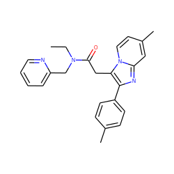 CCN(Cc1ccccn1)C(=O)Cc1c(-c2ccc(C)cc2)nc2cc(C)ccn12 ZINC000199814162