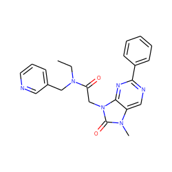 CCN(Cc1cccnc1)C(=O)Cn1c(=O)n(C)c2cnc(-c3ccccc3)nc21 ZINC000095559935