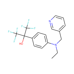 CCN(Cc1cccnc1)c1ccc(C(O)(C(F)(F)F)C(F)(F)F)cc1 ZINC000035815010