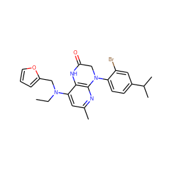 CCN(Cc1ccco1)c1cc(C)nc2c1NC(=O)CN2c1ccc(C(C)C)cc1Br ZINC000028462336