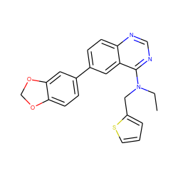 CCN(Cc1cccs1)c1ncnc2ccc(-c3ccc4c(c3)OCO4)cc12 ZINC000064693651