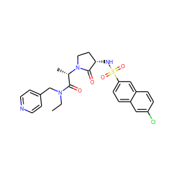 CCN(Cc1ccncc1)C(=O)[C@H](C)N1CC[C@H](NS(=O)(=O)c2ccc3cc(Cl)ccc3c2)C1=O ZINC000014949974